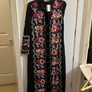 New Soft Surroundings long embroidered dress